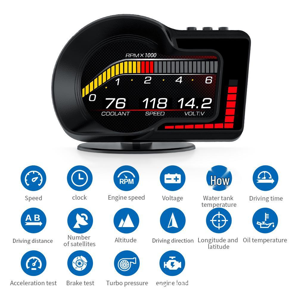 HUD для мода F15: OBD-дисплей для скорости, оборотов двигателя, температуры охлаждающей жидкости и масла, расхода топлива, турбонаддува и часов