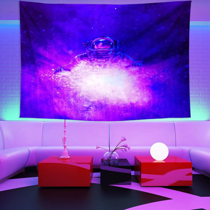 UV Fluorescent Tapestry Starry Sky Print Wall Hanging Art Home Decor
