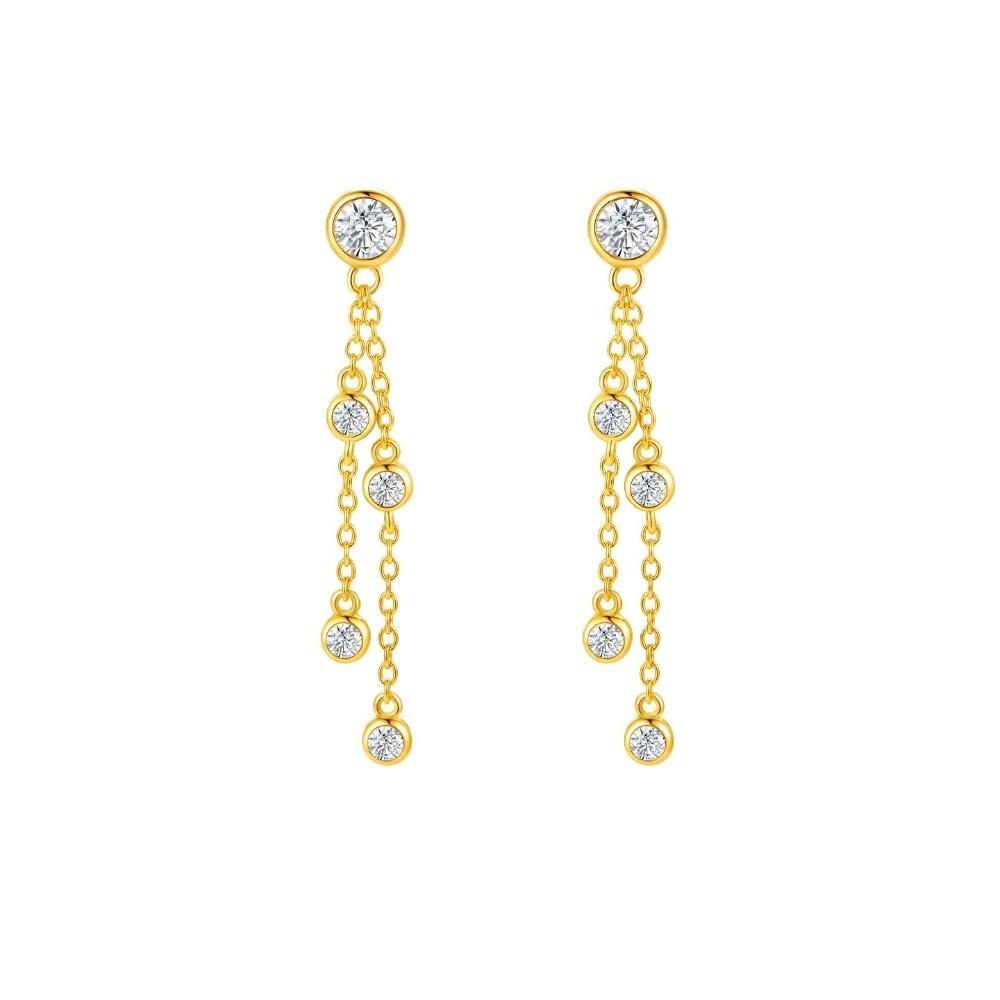 Gold Color Dangling Earrings Tassel Zircon Earrings Charm Drop Earrings  Jewelry