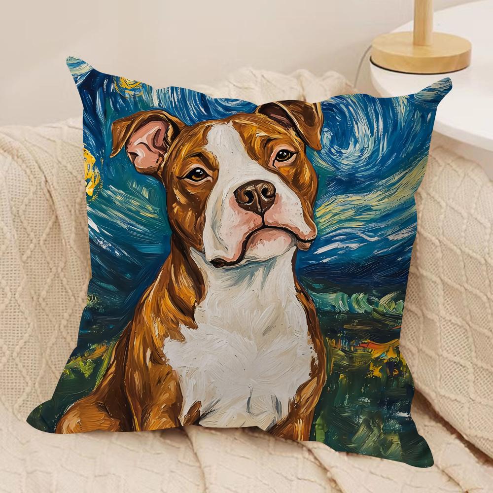 Catoon Starry Sky Dog Cushion Cover Silky Short Plush Double-Sided Printed Pillow Case for Sofa All Seasons Home Decor Gift