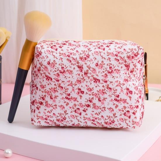 Косметичка с цветочным принтом, большая емкость, на молнии, портативная, многофункциональная, для женщин и девочек, дорожная губная помада, косметический органайзер для туалетных принадлежностей, сумка