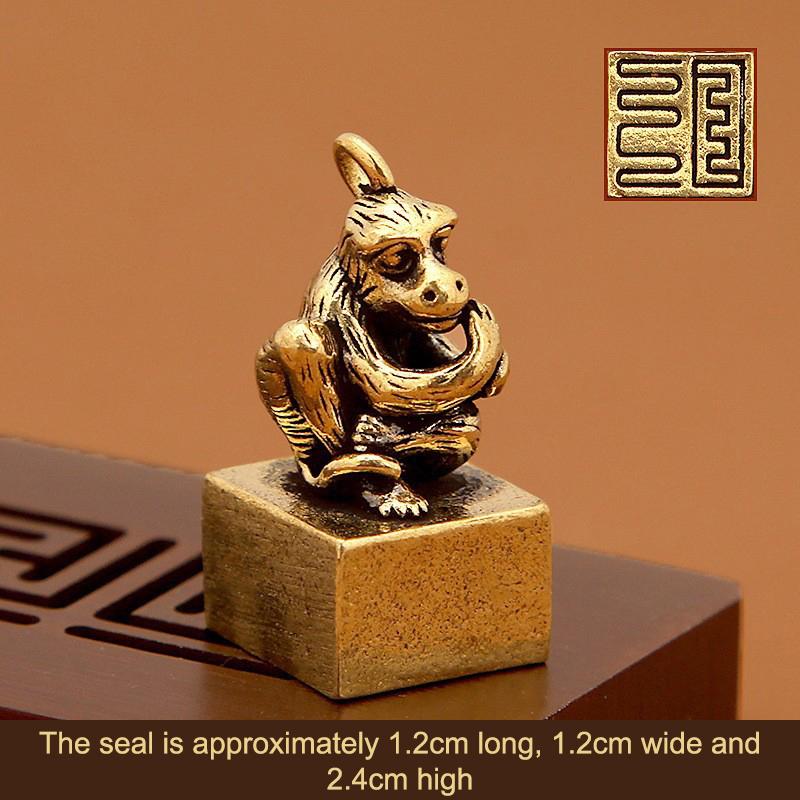 Vintage Brass Chinese Zodiac Seal Ornament Decorations Figurines Miniatures Home Decor Accessories Craft Souvenirs And Gifts