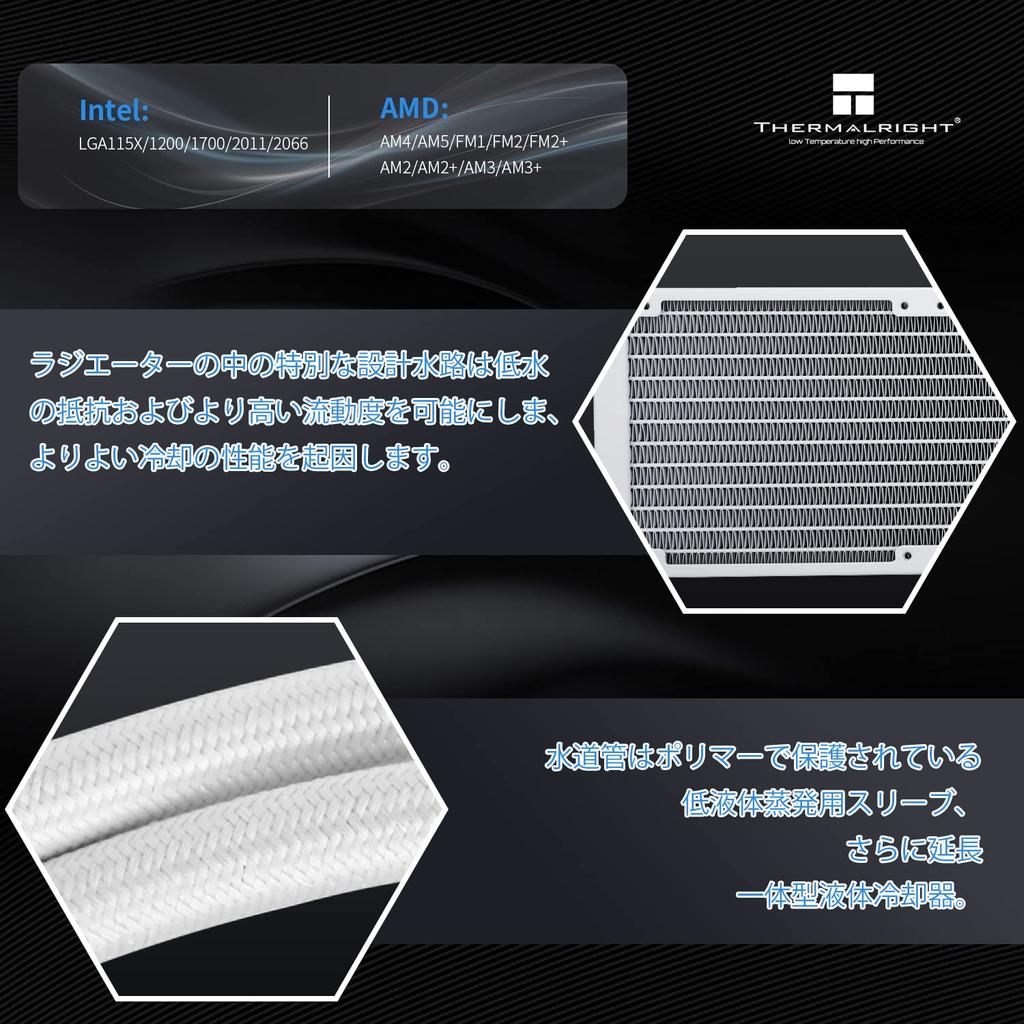 Thermalright AQUA ELITE 240 WHITE ARGB Liquid CPU 240 Cooling Row 120mm PWM Fan x ARGB для кулера INTEL 1700, размер, 2, подшипник S-FDB, AMD/AM4/AM5,