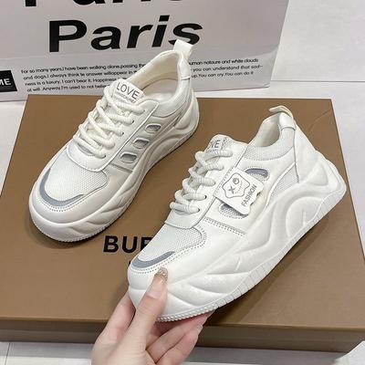 Летняя полая обувь на толстой подошве, новая сетчатая дышащая студенческая женская обувь для увеличения роста, сетчатая модная повседневная обувь-маффины