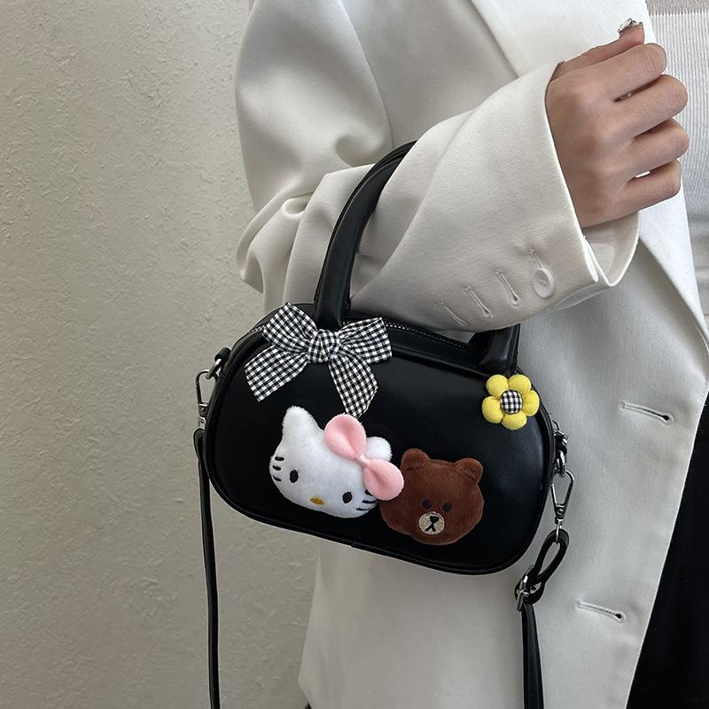 Korean Version of Cute Cartoon Doll Handbag Women's Bag 2025 Fashion Versatile Hand Small Square Bag Simple Shoulder Messenger Bag