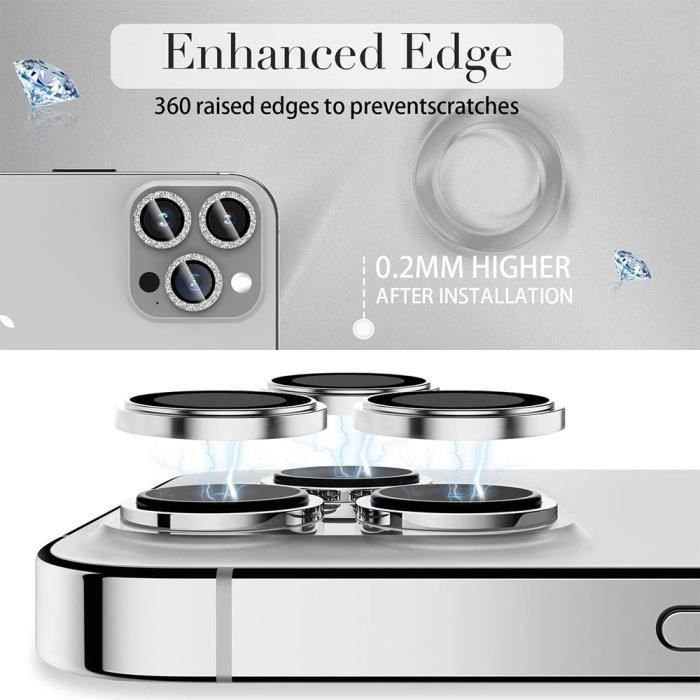 Protection Caméra - pour iPhone - pour iPhone 13 Pro / Pro Max - Verre Trempé - Argenté - Anti-Rayures