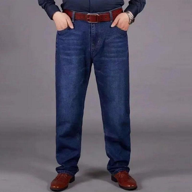 Summer Ultra-thin High-end Stretch Black Jeans Men's Fat Loose Straight-leg Plus Fat Extra-large Trousers