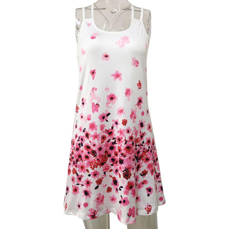 Элегантное женское летнее винтажное пляжное платье-майка без рукавов с 3D цветочным принтом в стиле бохо