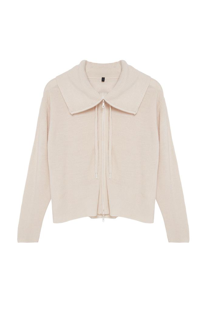 Женский модный стильный кардиган, широкий трикотажный кардиган с застежкой-молнией и деталью