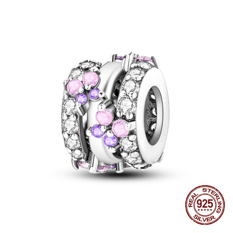 Fashion 100% 925 Sterling Silver Colorful Zircon Stars Moon Separator Charms Bead Fit Original Bracelet Fine DIY Jewelry