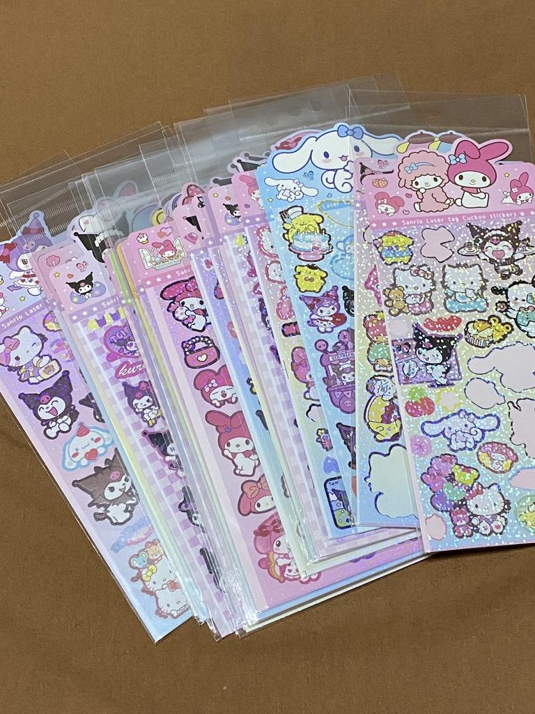 20 шт./пакет Мультяшные аниме-наклейки Семья Sanrio Стич Малыш Три DIY Ручная работа Материал Лазерный блестящий стикер Игрушка