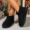 Women's Wide Width Platform Snow Boots, Plush Lined Winter Ankle Boots, Thick Sole Warm Booties for Women