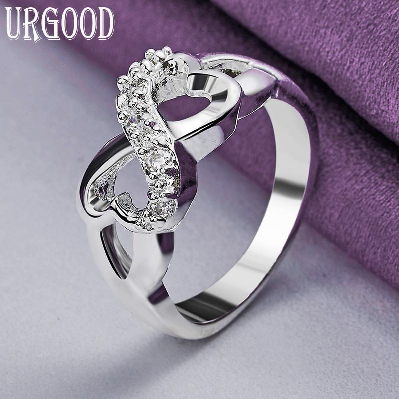 Кольцо из стерлингового серебра 925 пробы с бантом в форме сердца, подарок на вечеринку, романтические украшения