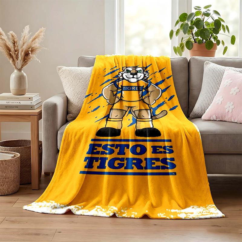Club Tigres UANL blanket Flannel Blanket Soft Cozy Plush Throw for Sofa Bed Lightweight Home Decoration