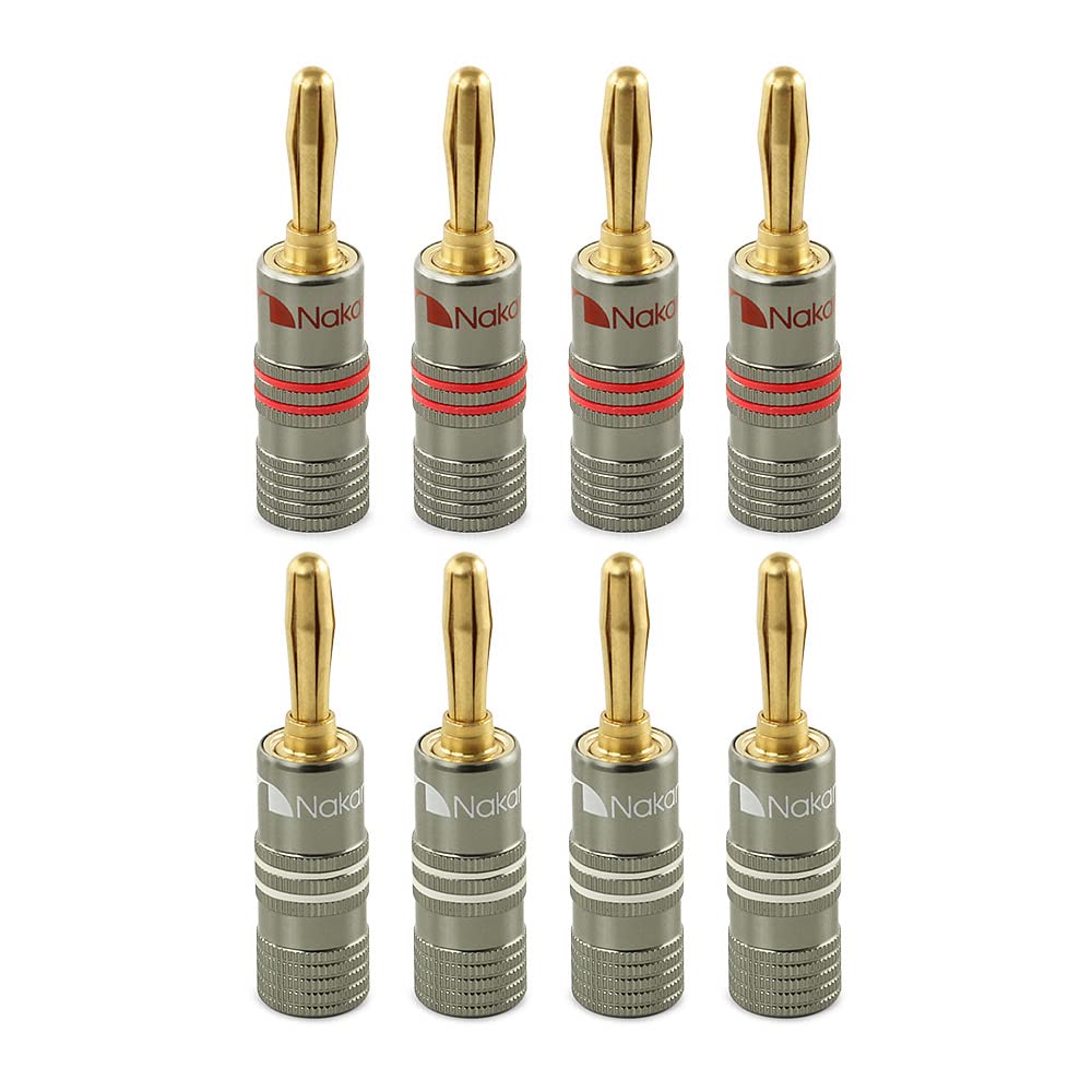 Nakamichi Ultimate Series 24K Gold Plated Beryllium Red Copper Banana Plug Speaker Connectors This Product Is Ideal for Flexible Connection Cables To