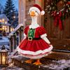 Christmas Porch Goose Outfit 23in Holiday Statue Dress Costume with Festive Winter Theme for Outdoor Yard Decoration