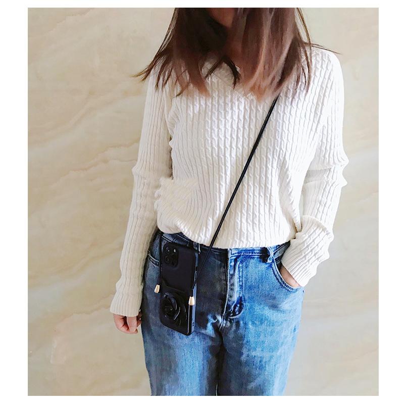 Корейский кожаный мягкий чехол из искусственной кожи с шейным ремешком для Iphone 12 13 Pro Max 11 X Xs Xr 8 7 Plus Se 3 2 10, держатель для карт, задняя крышка