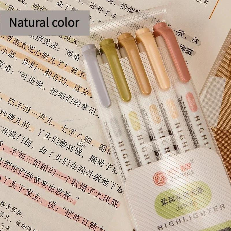 5 Цветов/Коробка Двусторонние Маркеры-Хайлайтеры Коллекция Флуоресцентные Рисовальные Маркеры Ручки-Хайлайтеры Арт Японские Очаровательные Пастельные Канцелярские Товары