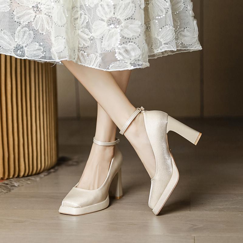 Женские туфли на высоком каблуке, платформа, Мэри Джейн, элегантные атласные туфли для вечеринки, роскошные свадебные туфли для невесты, женские туфли-лодочки, zapatos mujer