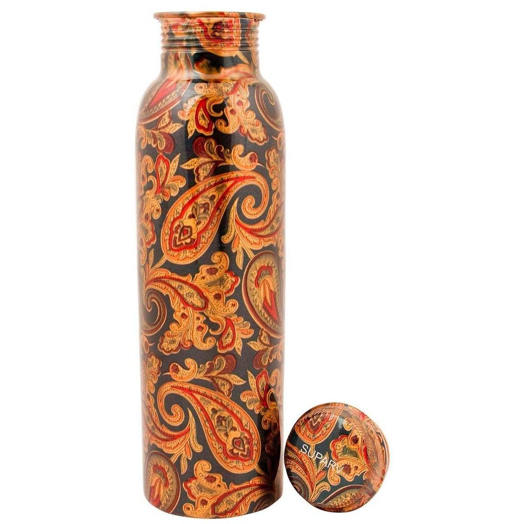 Медная бутылка для воды с аюрведическими преимуществами для здоровья и рекомендованная врачом медная бутылка с цифровой печатью, герметичная, бесшовная, 1000 мл