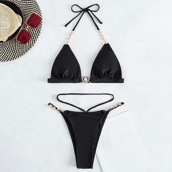 1 компл. Купальник бикини Мягкие бюстгальтеры без косточек Сексуальный Холтер с V-образным вырезом Страпон для плавания Комплект из двух частей Разделенное бикини Летний женский купальный костюм Пляжная одежда
