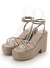 Narrow Strap Wedge Sole Sandals SWGS232607 BEG Small [Sneider] Women's