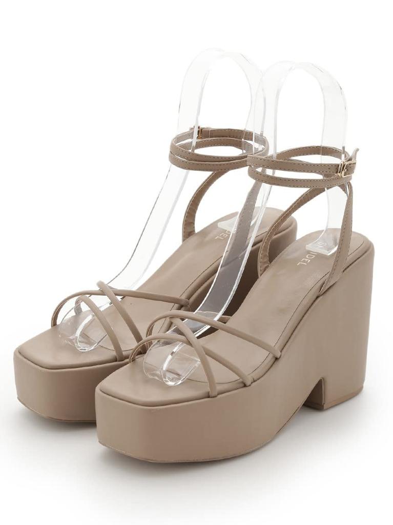 Narrow Strap Wedge Sole Sandals SWGS232607 BEG Small [Sneider] Women's