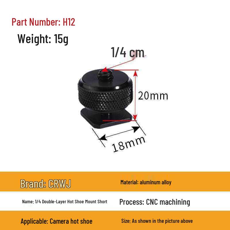 DSLR Camera Double Layer Metal Hot Shoe Mount with 3/8 & 1/4 Locking Flash Screw Base