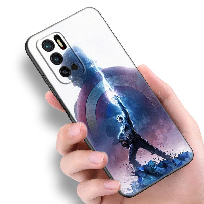 Капитан Америка черный силиконовый чехол для телефона Xiaomi Redmi Note 10 11 11S 12 13 4G 8 9 11T Pro 5G Plus 8T 9S 10S 12S