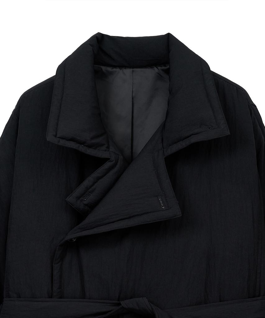 Noirer Padded Wrap Trench Coat (Black)