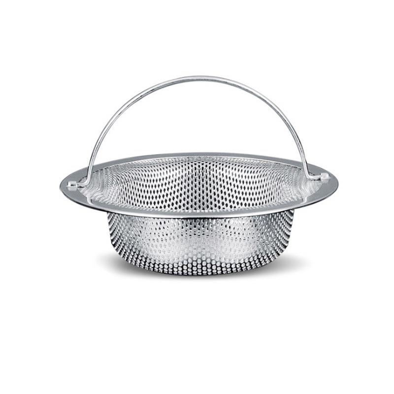 Фильтр для раковины из нержавеющей стали 304 с ручкой, мелкоячеистый фильтр для раковины, кухонный, глубокий, легкий, стильный, для еды, волос, сливы