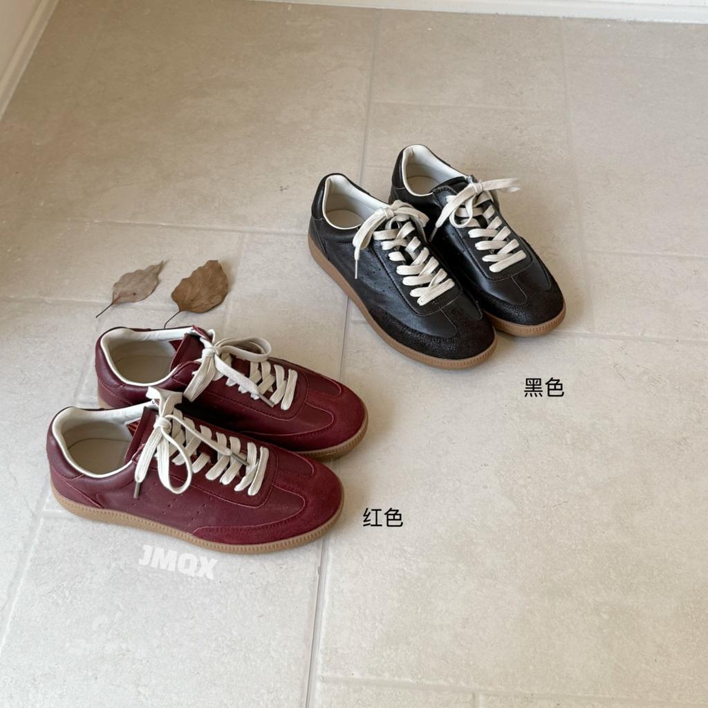 Европейский красный немецкие тренировочные туфли женские 2025 осень новые кожаные на плоской подошве ретро классические спортивные и повседневные универсальные кеды