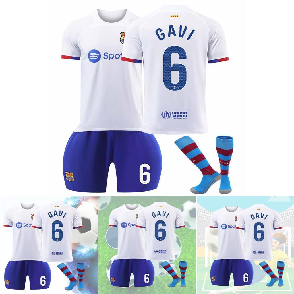 2324 Гостевая футболка Барселоны Месси 8 Педро 9 Левандовски 30 Детская футбольная футболка