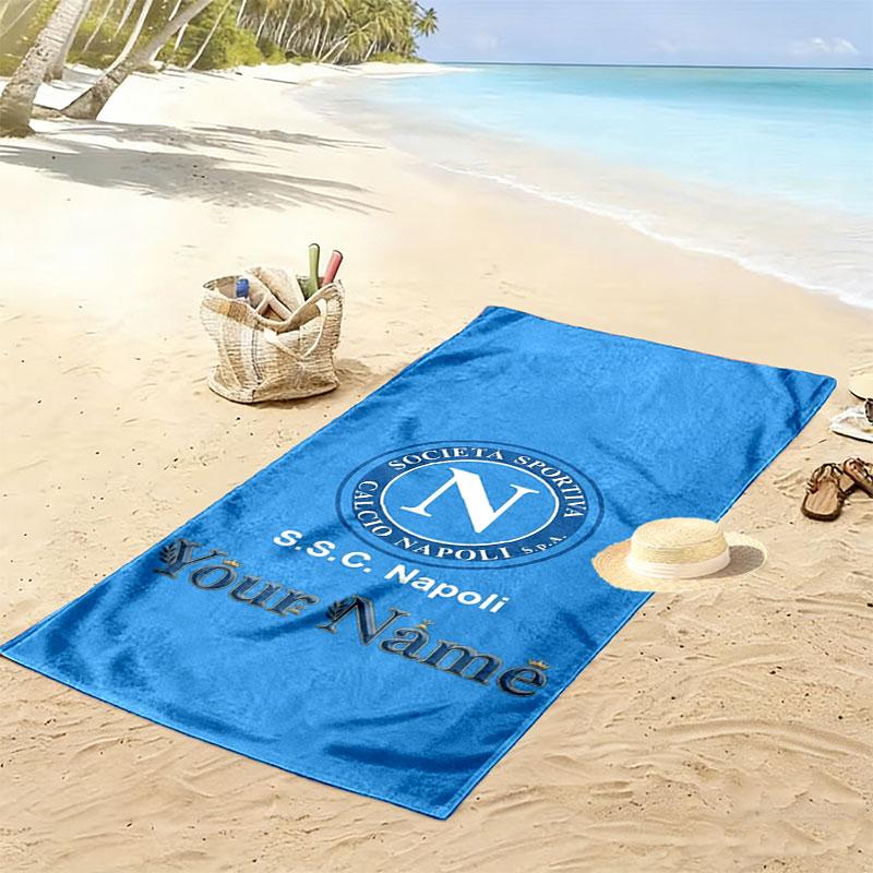 SSC Napoli Custom Name Print Beach Towel, Large Soft Quick Dry Towel for Beach Camping Swimming