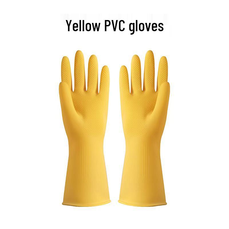 Women's Yellow Waterproof Dishwashing Gloves - Durable Latex for Winter Home Cleaning