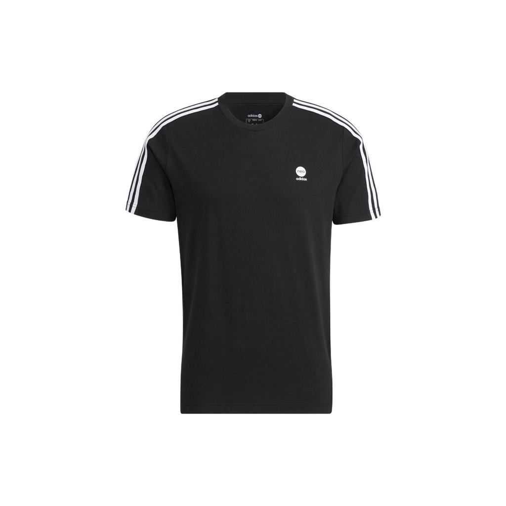 Adidas Neo Logo Stripe Sports T-Shirt Men Tops Black HD4666