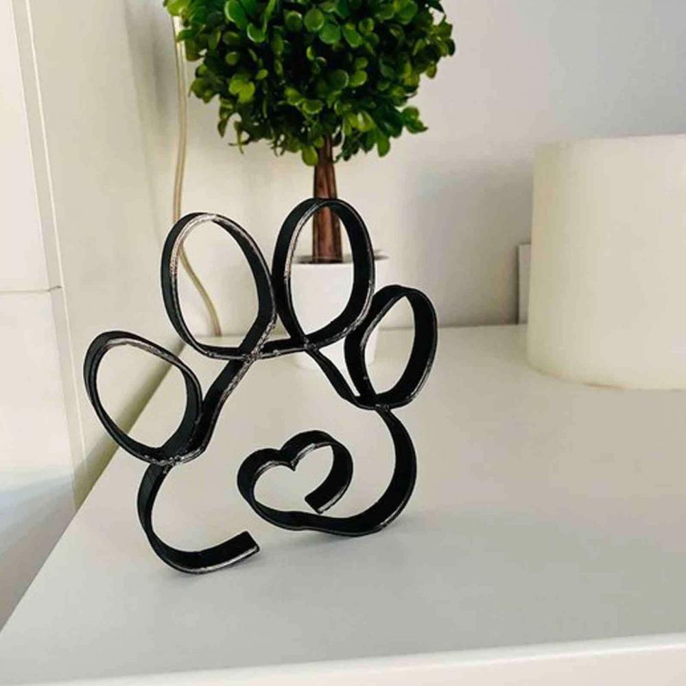 Животные Минималистское Искусство Железная Скульптура Ретро Металл Черные Линии Статуэтки Ручной Работы Абстрактные Украшения Для Собак Настольные Художественные Украшения
