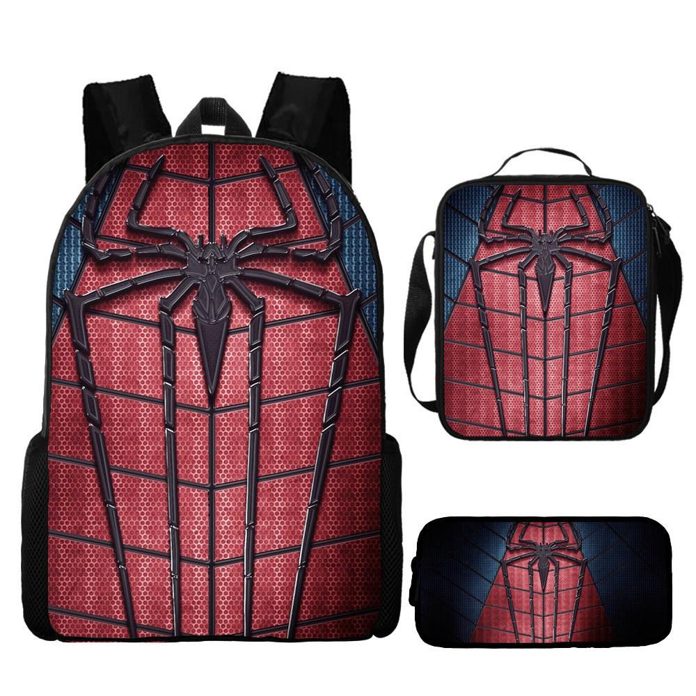 Spiderman School Backpack Set With Oxford Fabric Breathable Waterproof For Kids