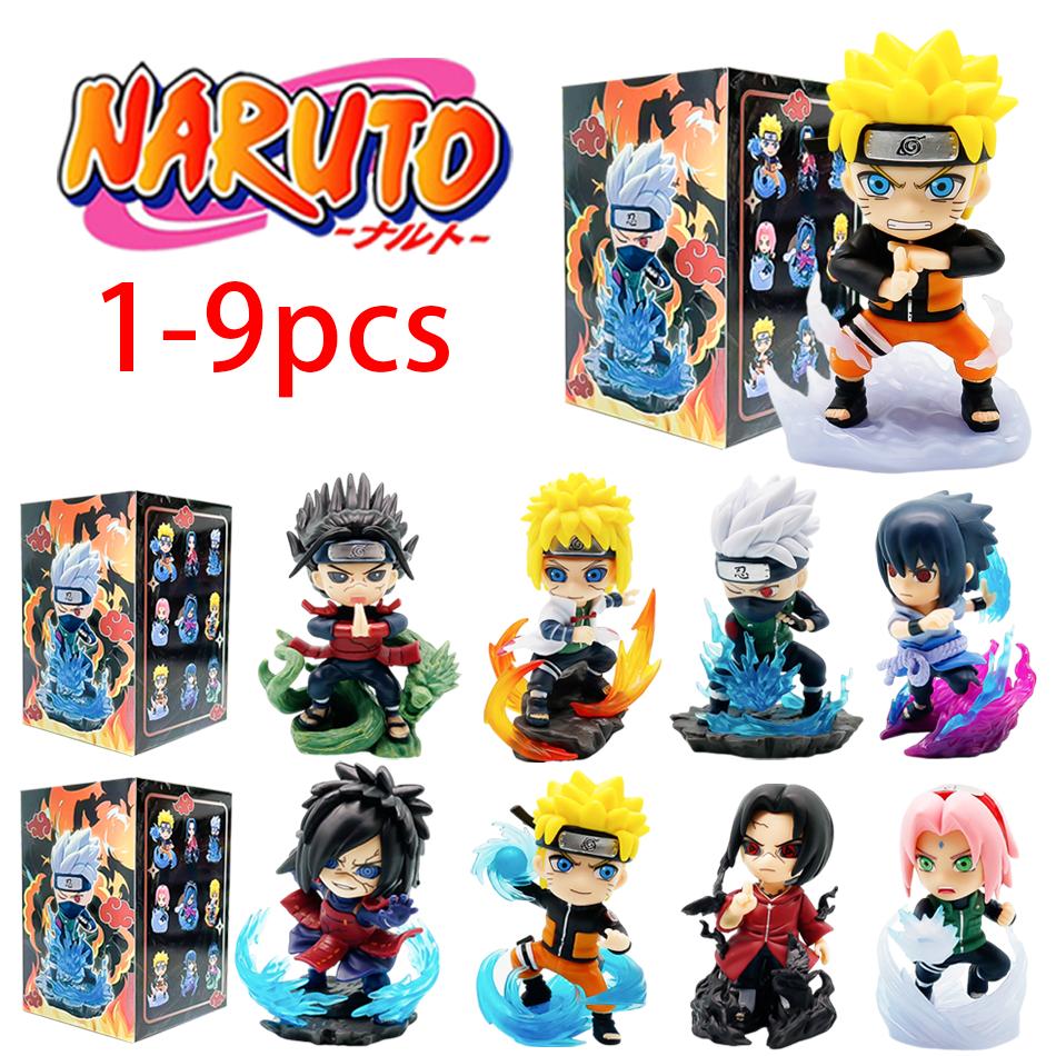 1-9pcs Naruto Blind box Q Version Figures PVC Anime Figurines Uzumaki Sasuke Itachi Kakashi Collectible Statue Decorative Gift