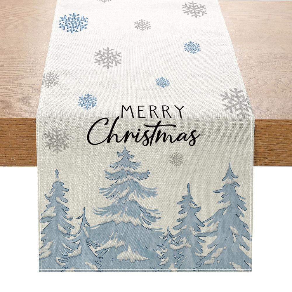 Christmas Printed Table Flag Kitchen Table Festive Decoration Small Tablecloth Linen Table Cloth