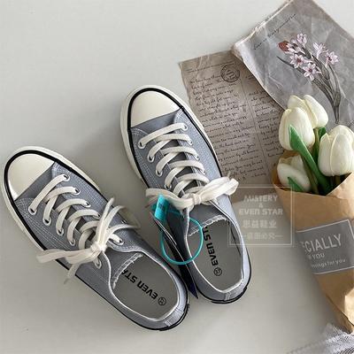 Холщовые туфли цвета пепла, студенческие женские туфли 18