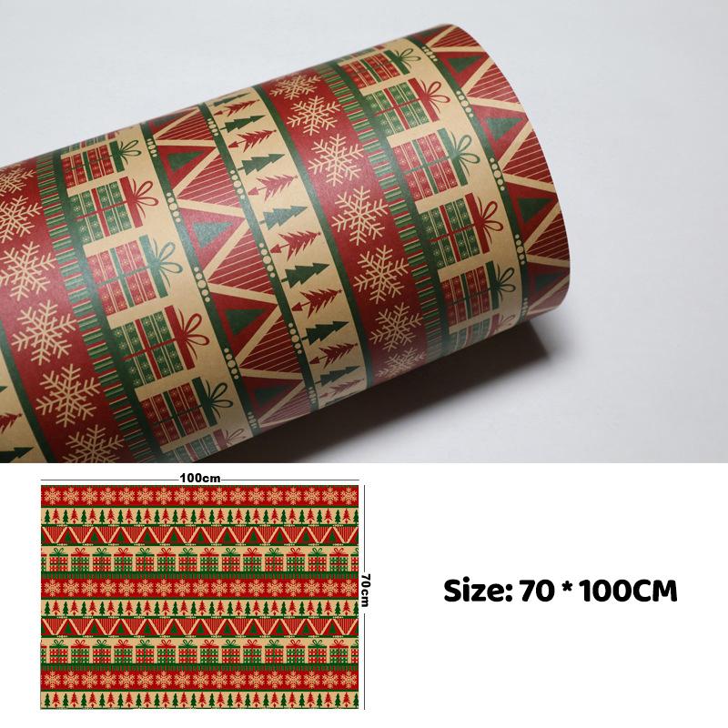 100Cm×70Cm Christmas Wrapping Paper Christmas Eve Gift Box Decoration Paper Children'S Christmas Vintage Kraft Paper