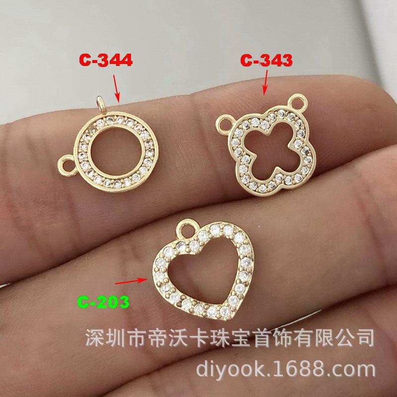 Позолоченное 14K Золотом Вставленное Каменное Сердце и Клевер OT Застежка-Соединитель для DIY Аксессуаров