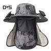 Wide Brim Sun Hat with 2 Solar Fan UV Protection Bucket Hat with Neck Flap And Face Guard 3 Speed Adjustable Fan Hat for Outdoor Fishing Camping