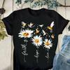 Faith Hope Love Daisy Print T Shirt Women Short Sleeve O Neck T Shirt Summer Women T Shirt Tops Camisetas Mujer