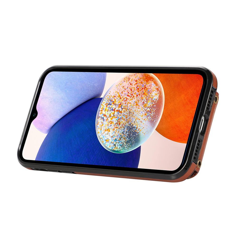 For Samsung Galaxy A26 5G Case Card Holder Ring Kickstand TPU+PU Leather Phone Cover with Long Strap