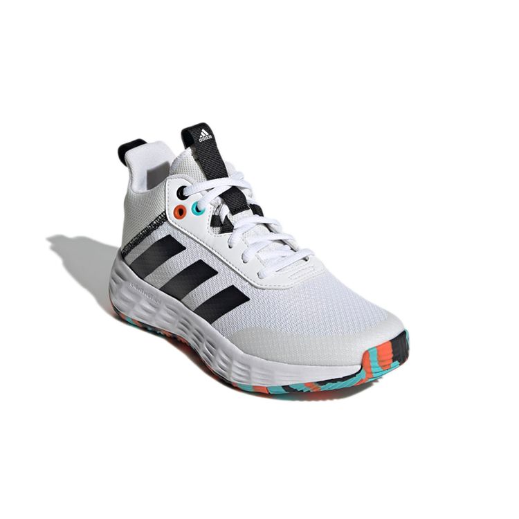 adidas Own The Game 2.0 Прочные Нескользящие Баскетбольные Кроссовки Мид-Топ Детские Кроссовки Белый Черный H01556