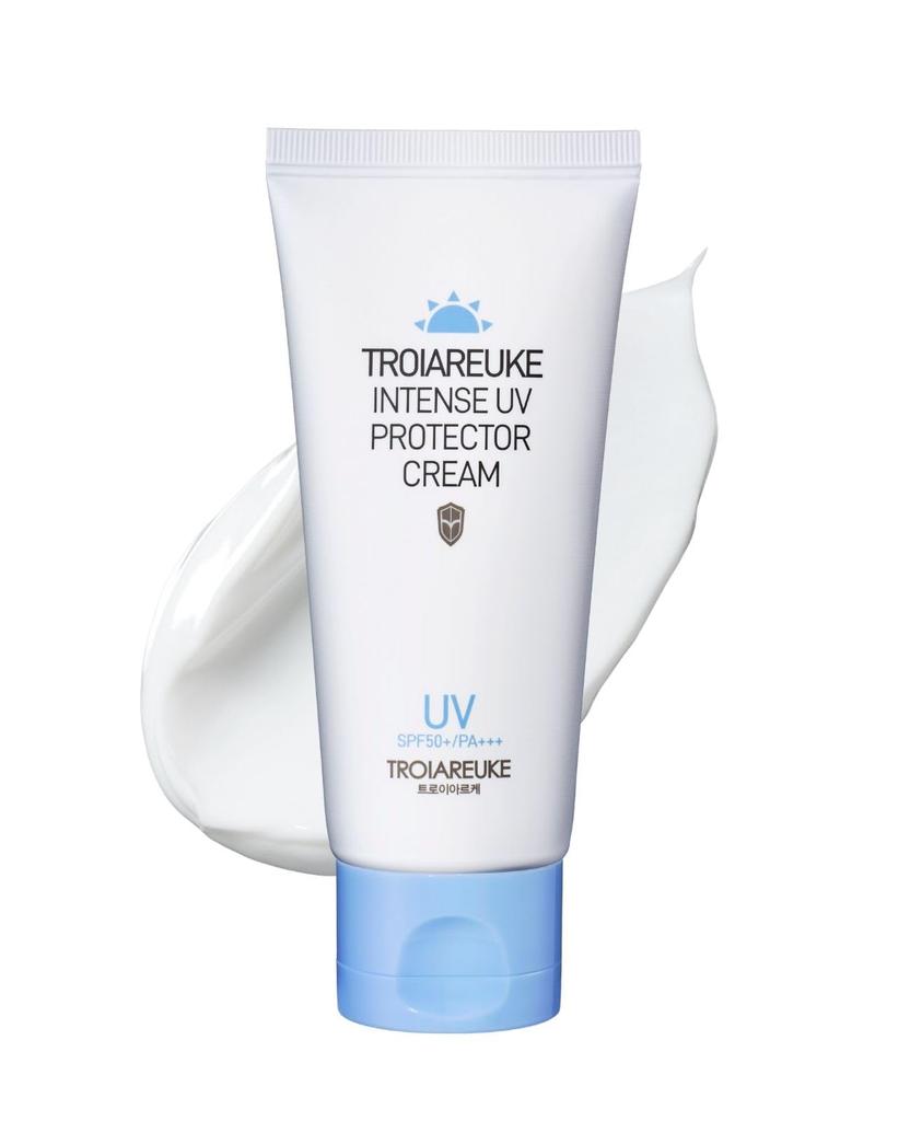 TROIAREUKE Intense UV Protector Moisturizing Sunscreen for Face [Official] Cream/Glowing, Firming, (50ml) SPF50+/PA+++