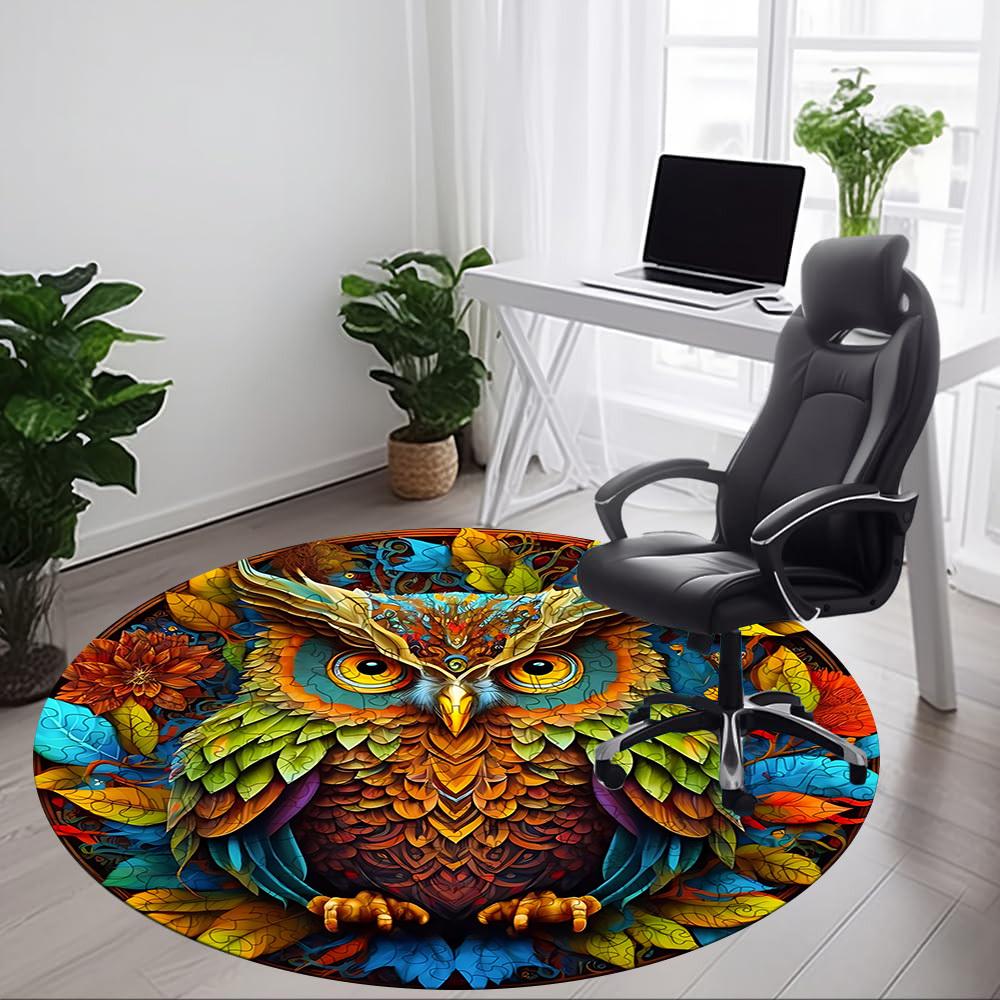 1pc Owl Nature Office Round Area Rug, Indoor Mat Suitable For Office, Under Office Chairs Bedroom Living Room Home Decor, Room Deco 146