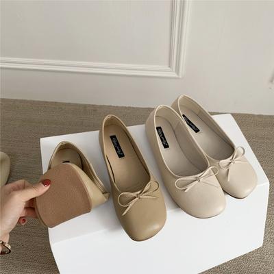 Счастливое чувство новые корейские ретро милые универсальные туфли-балетки с круглым носком, бантом, мелким вырезом и мягкой плоской подошвой